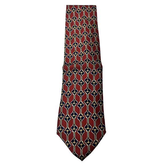 GUCCI Men's Red/Multicolor Lock Print 100% Silk Designer Neck Tie - Picture 1 of 7